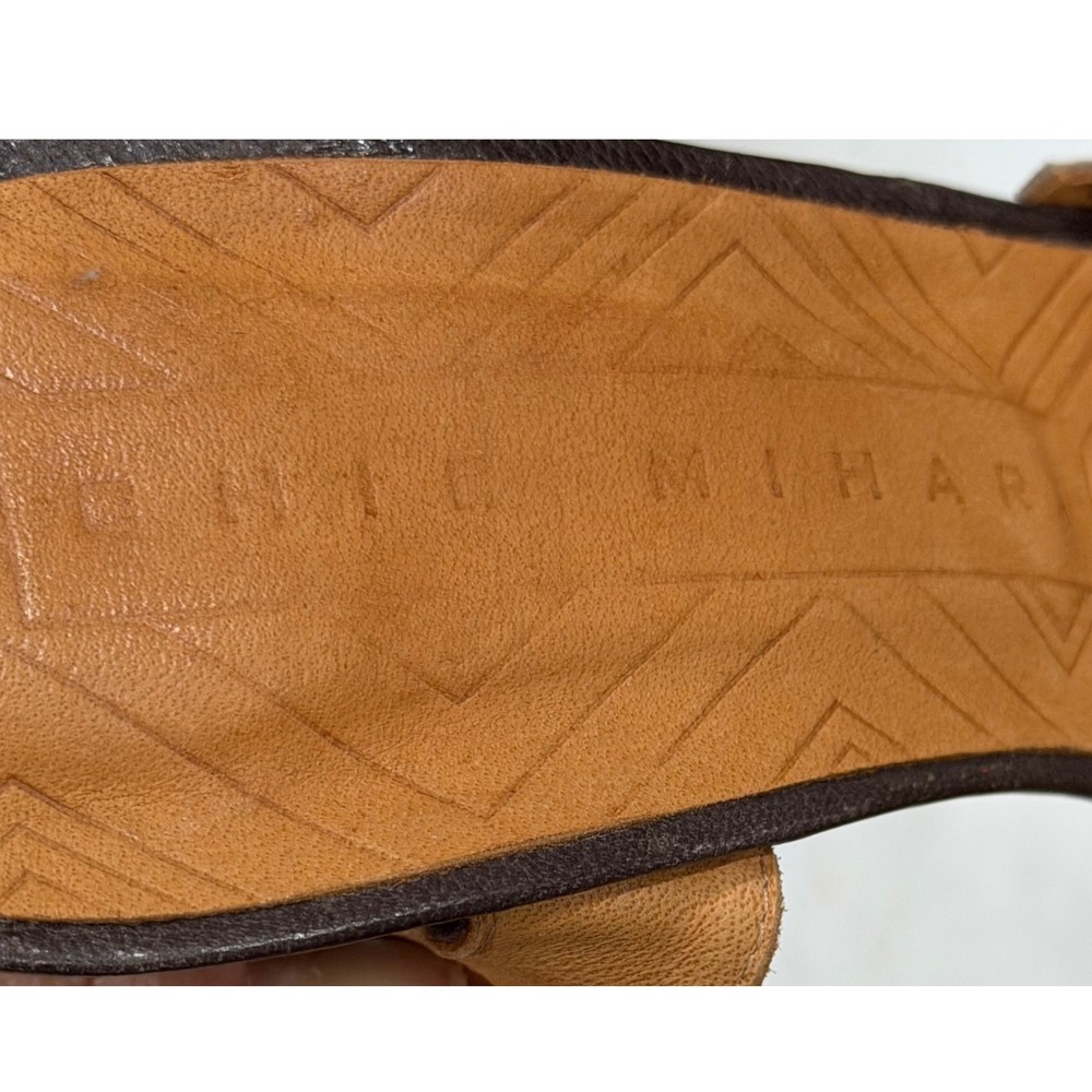 Chie Mihara Vulcano Heel Strap Sandal Womens 8.5 Brown Taupe Perforated Leather - Picture 15 of 16